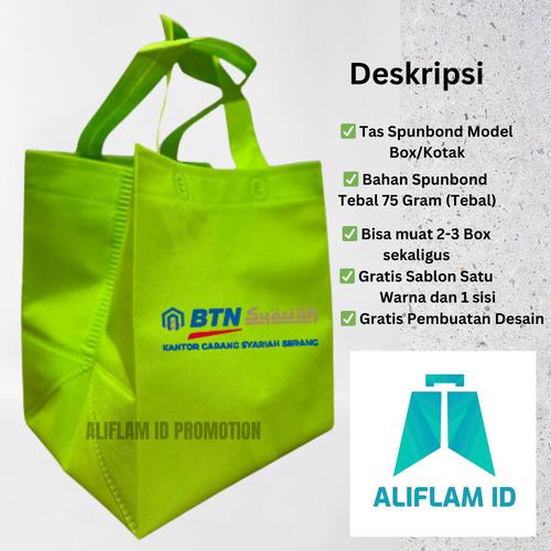 Jual Tas Spunbond Box Custom /Tas Goodie Bag kotak nasi/Tas Box Free
