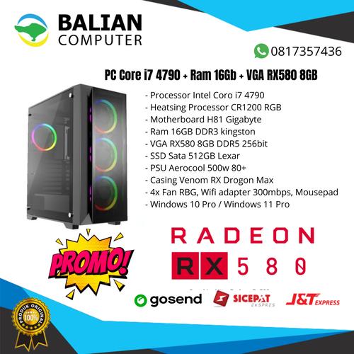 Jual CPU Core i7 4790, Ram 16GB, VGA 8GB RX580 DDR5, SSD 512GB