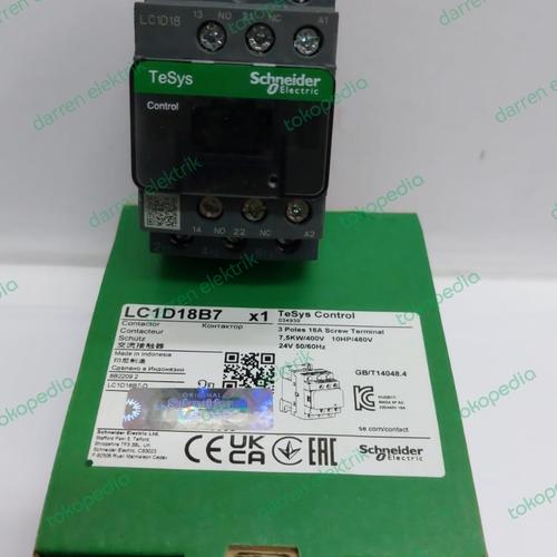 Schneider LC1D18B7 SCHNEIDER CONTACTOR 7.5KW 18A AC-3 3P 1N/O & 1N/C AUX 24VAC COIL | Kempston - Foto 3