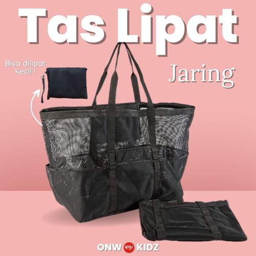 Tote Handbag Black Mesh Beach Bag Promo Tas Pantai Jaring Mesh