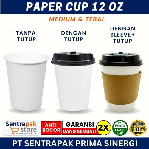 Jual Paper cup 12 oz Hot dengan Tutup dan Sleeve - Gelas Kertas Kopi ...