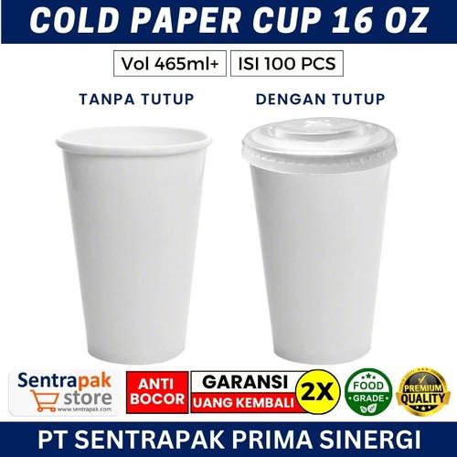 Jual Paper Cup 16 oz Cold dengan Tutup - Gelas Kertas Kopi 16oz - Cup ...