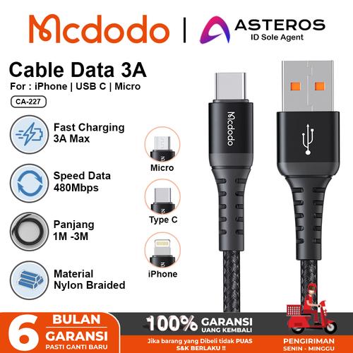 Jual MCDODO Kabel Data iPhone, Type C, Micro USB Fast Charging 3A 1M 2M ...