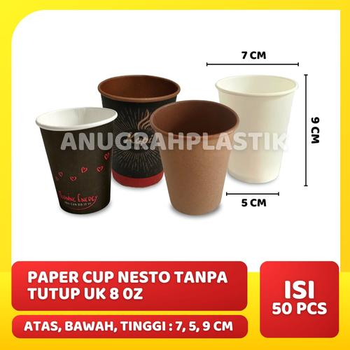 Jual Paper Cup 8 oz NESTO Polos dan Motif Tanpa Tutup PER SLOP - Coklat ...