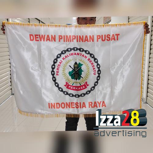 Jual bendera custom satu muka & rumbai ukuran 90 x 135 memakai bahan ...