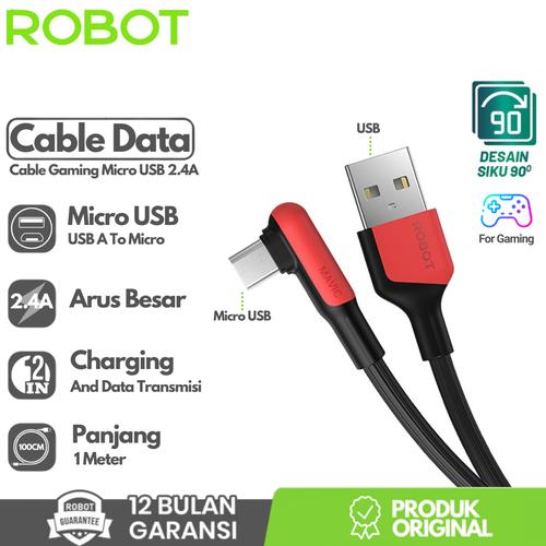 Promo ROBOT RWM100 Kabel Cable Data Charging Micro USB For Android 1M  di Ramsobnoo Tokopedia
