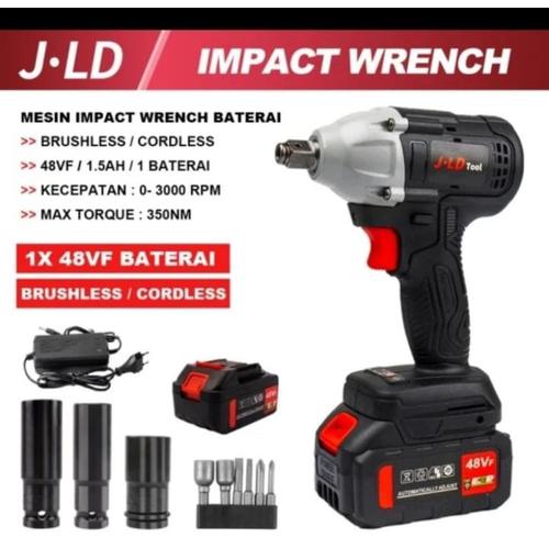 Jual Cordless Impact Wrench 48V Brushless JLD 48S Bor Obeng Kunci 48