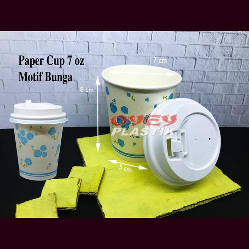 Jual (Isi 50) Paper cup / gelas kertas 7 oz Motif dan tutup - Tutup ...