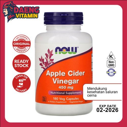 Promo Vitamin NOW Apple Cider Vinegar 450mg 180 Caps pencernaan maag