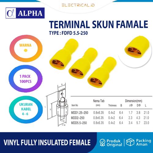 Jual SKUN KABEL FULLY VINYL FEMALE INSULATED FDFD 5.5-250 kuning - FDFD ...