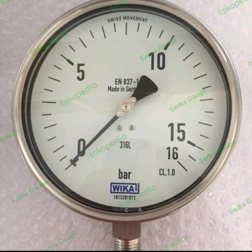 Jual Wika Pressure Gauge bottom 6 inch 016 bar drat 1/2 bspt Jakarta Utara Serba Gauge