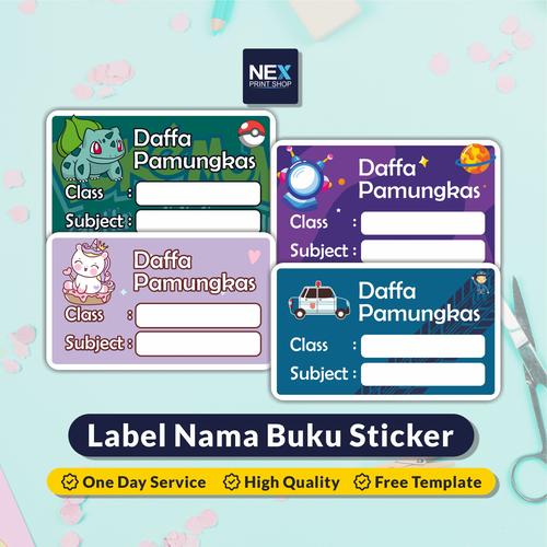 Jual Cetak Stiker Label Nama Buku / Mata Pelajaran Waterproof - Unicorn ...