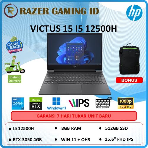 Jual HP Victus 15 I5 12500H RTX3050 8GB 512GB FHD IPS 144HZ BlitKey ...