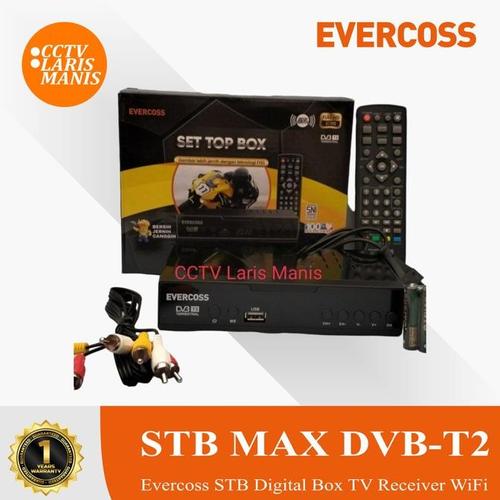 Jual ORIGINAL SET TOP BOX EVERCOSS MAX DVBT2 STB TV DIGITAL FHD WIFI