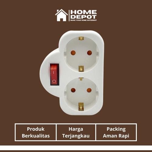Jual Steker Listrik T On Off Saklar Colokan 2 Lubang Converter EU 16A ...