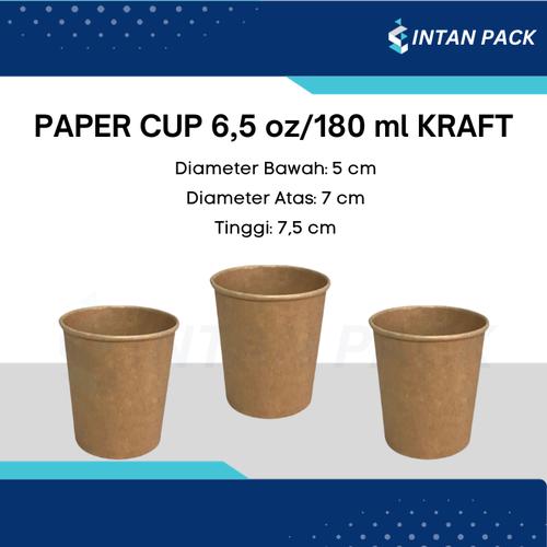 Jual Paper Cup 6.5 oz Kraft ( 180 ml ) Gelas Kertas Kopi Papercup (50 ...