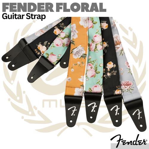Promo FENDER FLORAL Guitar Strap Gitar Strep GRAY Cicil 0 3x