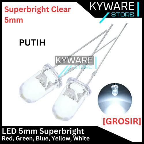 Jual LED 5mm Super Bright Clear Lampu Merah Kuning Hijau Biru Putih ...