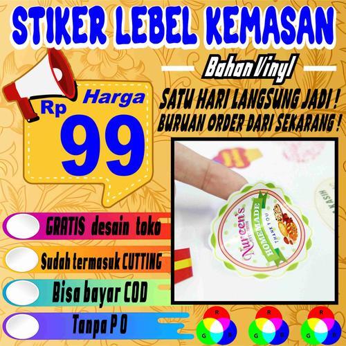 Jual CETAK STIKER VINYL LABEL BULAT OLSHOP LABEL MAKANAN MINUMAN MURAH ...