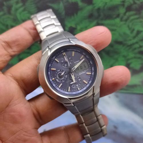 Jual JAM TANGAN ANALOG PRIA CASIO WAVE CEPTOR WVA-500TJ TITANIUM JDM ...