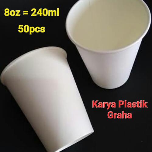 Jual Paper Cup 8 oz Polos Putih / Hot Cup / Gelas Kertas ~ Isi 50pcs ...