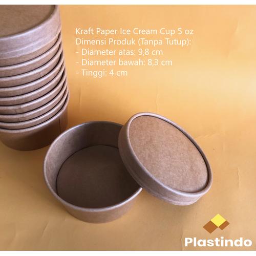 Jual Kraft Paper Ice Cream Cup 5 oz (150 ml) + Tutup | Es Krim Cup ...
