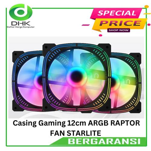 Jual PAKET 3 FAN Casing Gaming 12cm ARGB RAPTOR FAN STARLITE - Hitam ...