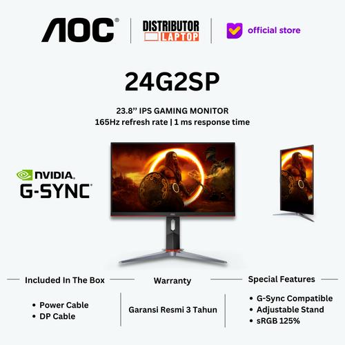 Promo AOC Monitor 24G2SP 23.8’’ IPS FHD 165Hz 1ms GSync GAMING MONITOR