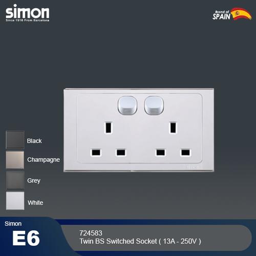 Jual SIMON E6 Socket-Outlets Twin BS Switched Socket ( 13A - 250V ...