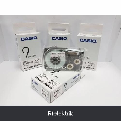 Jual ez label casio 9mm black white tape Jakarta Pusat RFelektrik