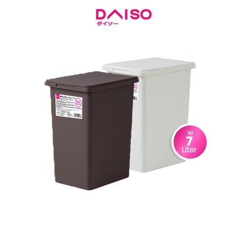 Jual Daiso Trash Can with Lid Square 1.84gal 7L Cokelat Kota