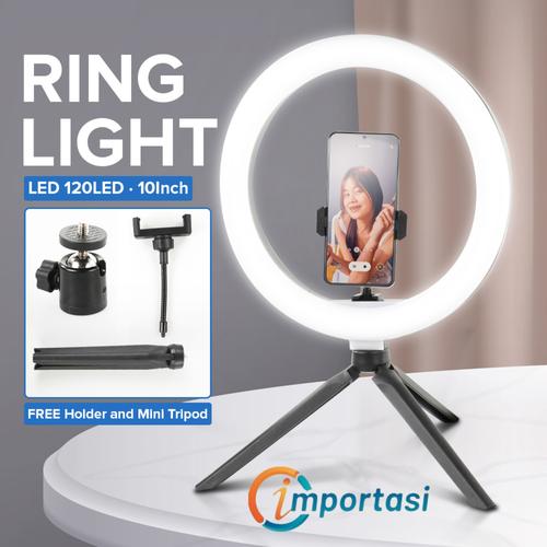Phone Holder Led Ring Smartphone Ring Light Lampu Halo 120 LED 10