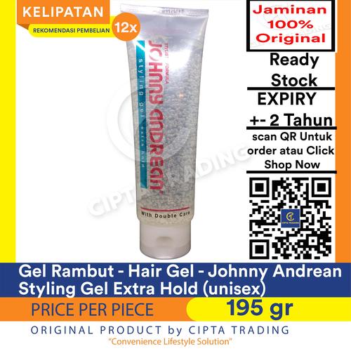 Promo Hair Gel Johnny Andrean Styling Gel Extra Hold 195g (each) Tanpa Bubble, normal