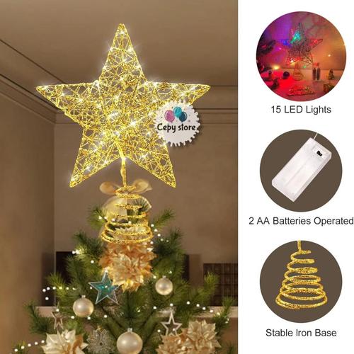Jual OS23800 Hiasan Puncak Pohon Natal Bintang LED / Xmas Tree Star