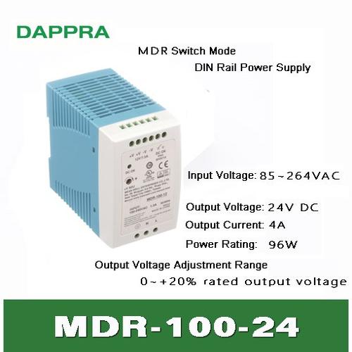 Fuente de poder MW 220Vac/24Vdc, 4A, MDR-100-24