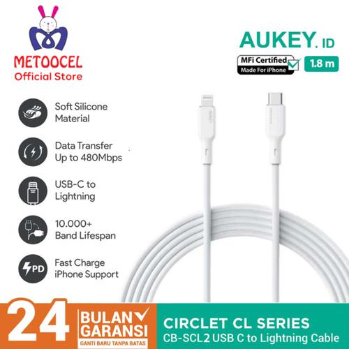 Promo AUKEY Kabel Data Charger CB-SCL2 USB Type-C to Lightning MFi
