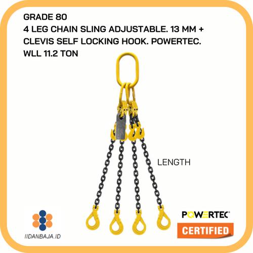 Jual 4 LEG CHAIN SLING ADJUSTABLE + CLEVIS SELF LOCKING HOOK. WLL 11,2 ...