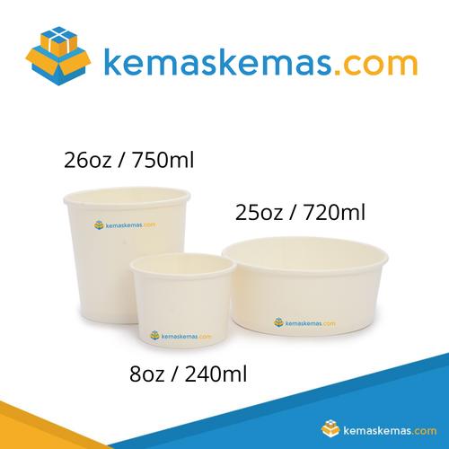 Jual White Paper Cup 26oz + Lid penutup / Food Grade Soup Cup + Lid ...