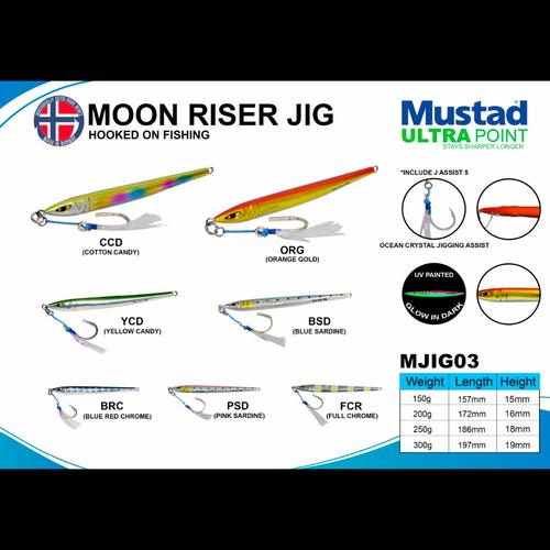 Mustad Moon Riser Jig 200g - Red Chrome Fishing Lure For Saltwater
