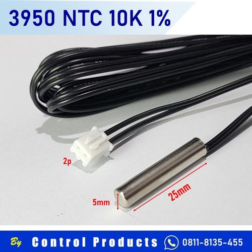 Jual Thermistor temperature sensor NTC 10K 1% 3950 Hitam 1m waterproof ...