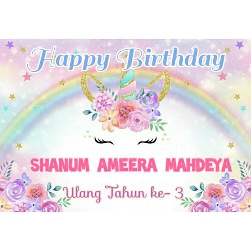 Jual Spanduk Unicorn Banner Unicorn Spanduk Banner Ultah Anak Background A, 100x80cm Jakarta