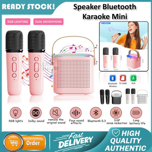 Jual Speaker Karaoke Bluetooth Mini 2 Microphone Wireless Full Bass - 2 ...