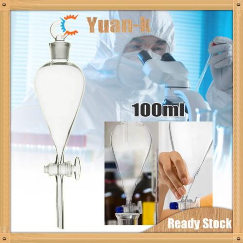 Jual Corong Pisah 100ml Corong Pemisah Separating Funel Pyrex Kran Kaca