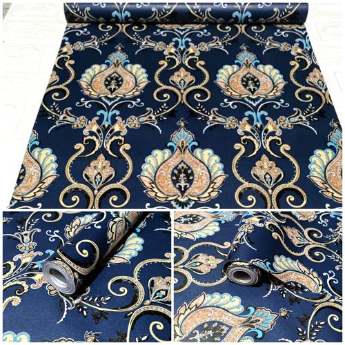 Batik Railing Sticker Jual Wallpaper Sticker Dinding Batik Sultan Biru Navi Elegant Mewah ...