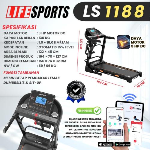 Ls 1188 Treadmill Hp Motor TREADMILL ELEKTRIK FUNGSI LIFE SPORT