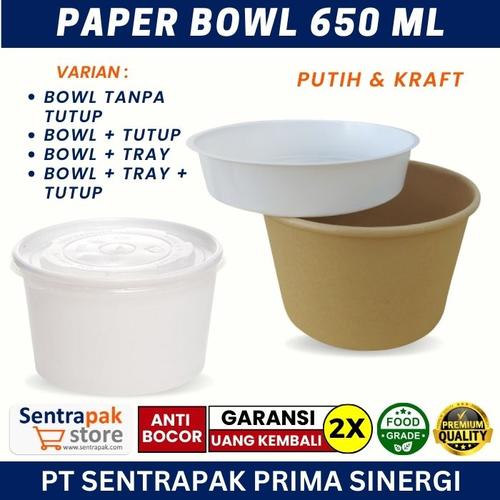Jual Paper Bowl 650ml Kraft & White Rice Bowl Paper / Mangkok Kertas Putih Kab. Bekasi
