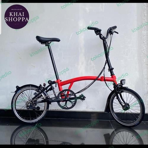 Rocket Red Brompton H6r Folding Bike Red Brompton C Line H6L/HRD