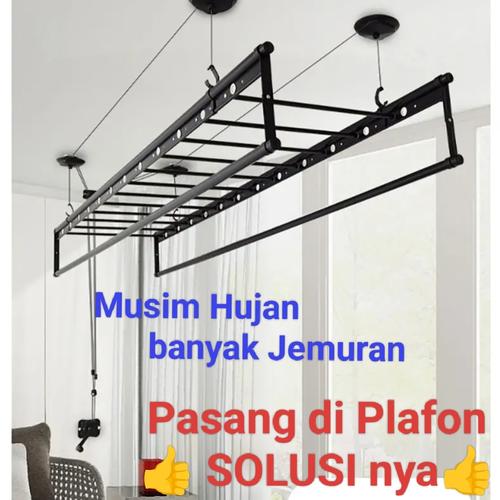 Jual Jemuran Plafon 2m Lifting Naik Turun Kerekan Ceiling Almunium 