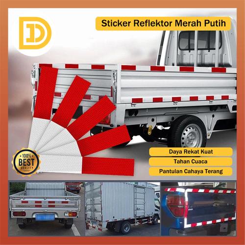 Jual Stiker Reflektor Mobil Merah Putih Sticker Reflective Truck Uji ...