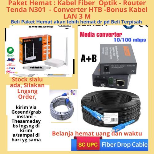 Jual Kabel Fiber Optik 300M Bundling HTB Router Tenda kabel LAN Paket ...